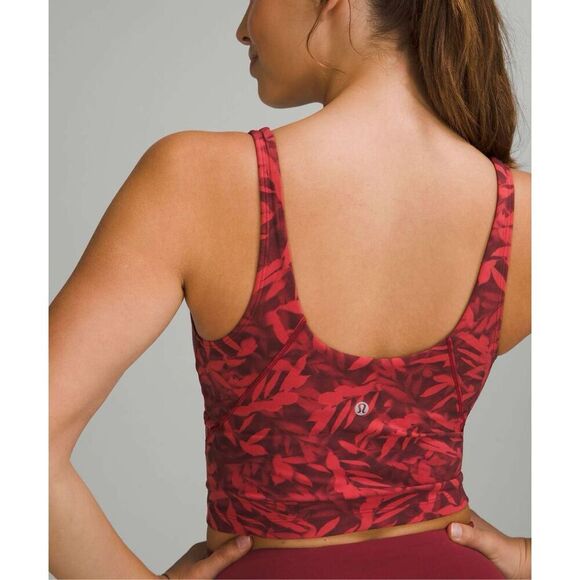 Lululemon Align Cropped Tank Top In Spray Leaf Fireside Red Multi Size 2 - Picture 2 of 11